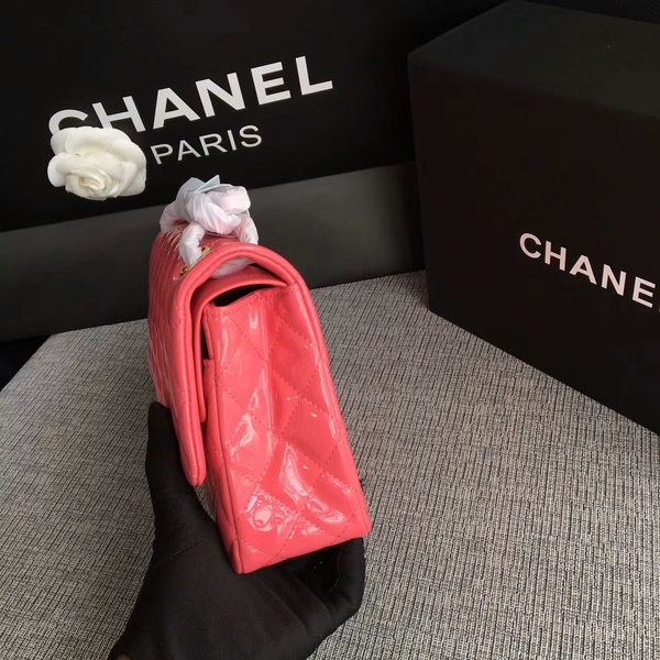 Chanel Flap Shoulder Bags Pink Original Patent Leather CF1112 Gold Chanel Flap Shoulder Bags Pink Original Patent Leather CF1112 Gold