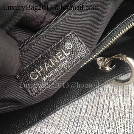 Chanel LE Boy Grand Shopping Tote Bag GST Black Cannage Pattern A50995 Silver Chanel LE Boy Grand Shopping Tote Bag GST Black Cannage Pattern A50995 Silver