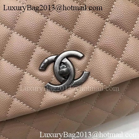 Chanel Classic Top Handle Bag Apricot Original Leather A92991 Silver Chanel Classic Top Handle Bag Apricot Original Leather A92991 Silver