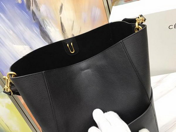 CELINE Sangle Seau Bag in Calfskin Leather C3369 Black CELINE Sangle Seau Bag in Calfskin Leather C3369 Black