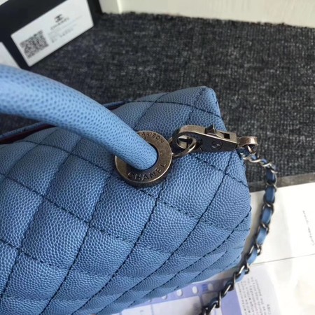 Chanel Classic Top Handle Bag Original Cannage Pattern A96901 Blue Chanel Classic Top Handle Bag Original Cannage Pattern A96901 Blue
