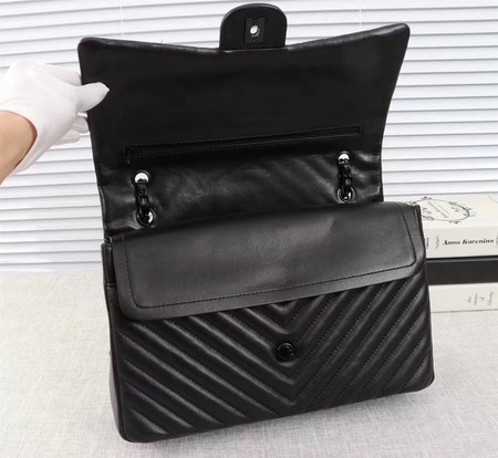 Chanel Maxi Classic Flap Bag Chevron Sheepskin Leather A58601 Black Chanel Maxi Classic Flap Bag Chevron Sheepskin Leather A58601 Black
