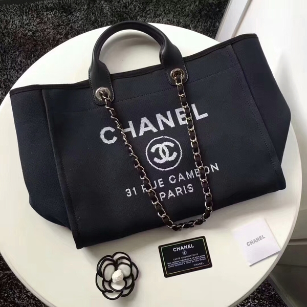 Chanel Medium Original Canvas Leather Tote Shopping Bag 66941K Chanel Medium Original Canvas Leather Tote Shopping Bag 66941K