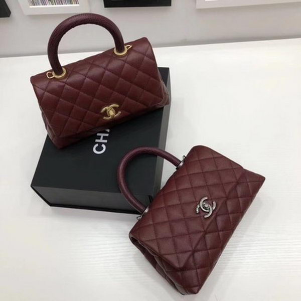 Chanel Classic Top Handle Bag Wine Cannage Pattern A92290 Silver Chanel Classic Top Handle Bag Wine Cannage Pattern A92290 Silver