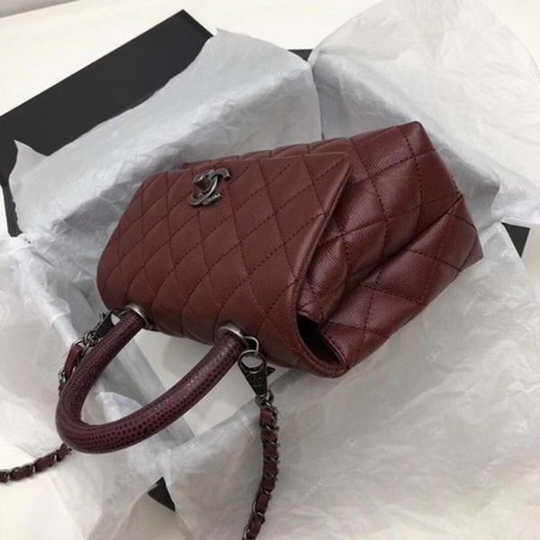 Chanel Classic Top Handle Bag Wine Cannage Pattern A92290 Silver Chanel Classic Top Handle Bag Wine Cannage Pattern A92290 Silver