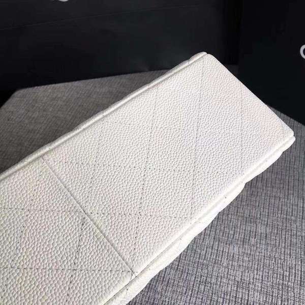 Chanel Flap Shoulder Bags White Original Calfskin Leather CF1113 Silver Chanel Flap Shoulder Bags White Original Calfskin Leather CF1113 Silver