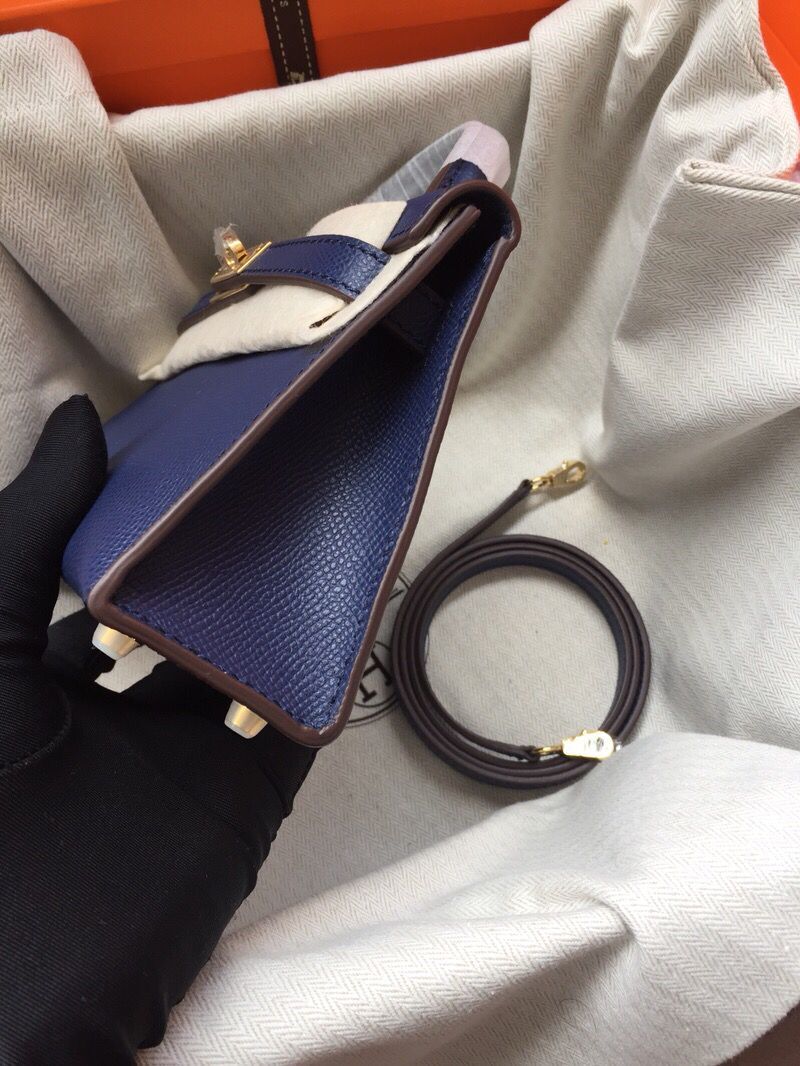 Hermes Kelly 20cm Tote Bag Original Epsom Leather KL20 Blue Hermes Kelly 20cm Tote Bag Original Epsom Leather KL20 Blue