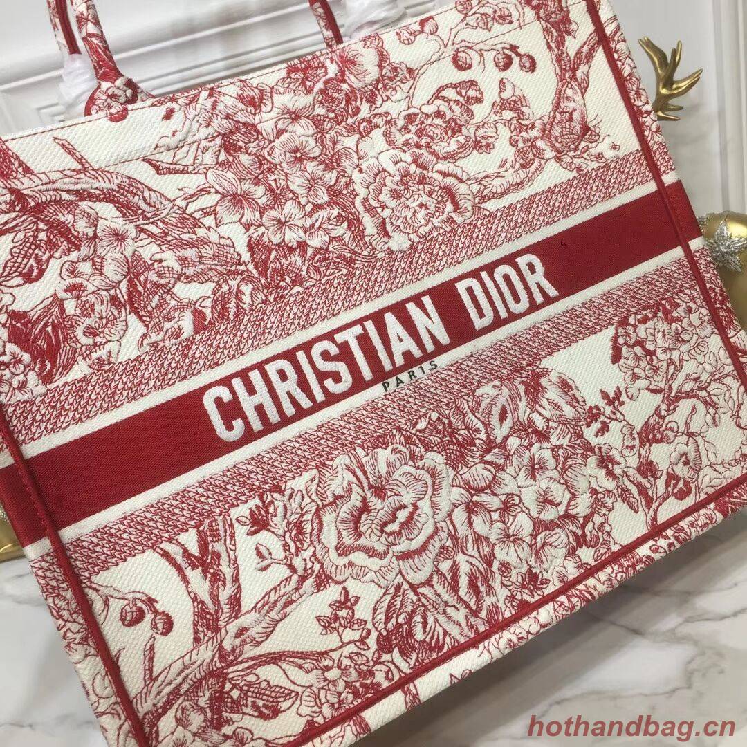 DIOR BOOK TOTE BAG IN EMBROIDERED CANVAS C1286 Pink DIOR BOOK TOTE BAG IN EMBROIDERED CANVAS C1286 Pink