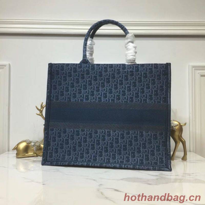 DIOR BOOK TOTE BAG IN EMBROIDERED CANVAS C1286 Blue DIOR BOOK TOTE BAG IN EMBROIDERED CANVAS C1286 Blue
