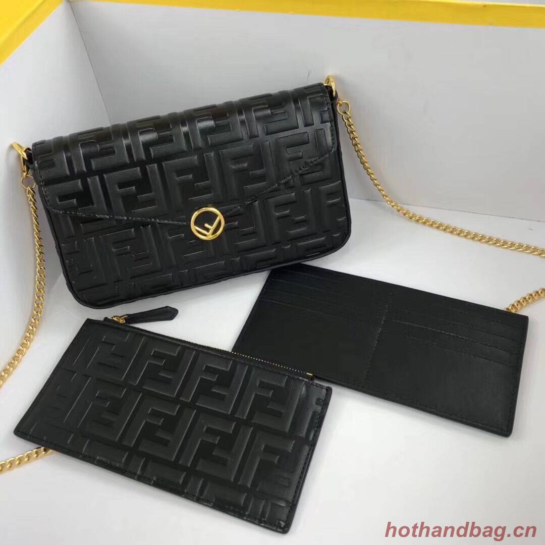Fendi WALLET ON CHAIN WITH POUCHES leather mini-bag 8BS032 black Fendi WALLET ON CHAIN WITH POUCHES leather mini-bag 8BS032 black