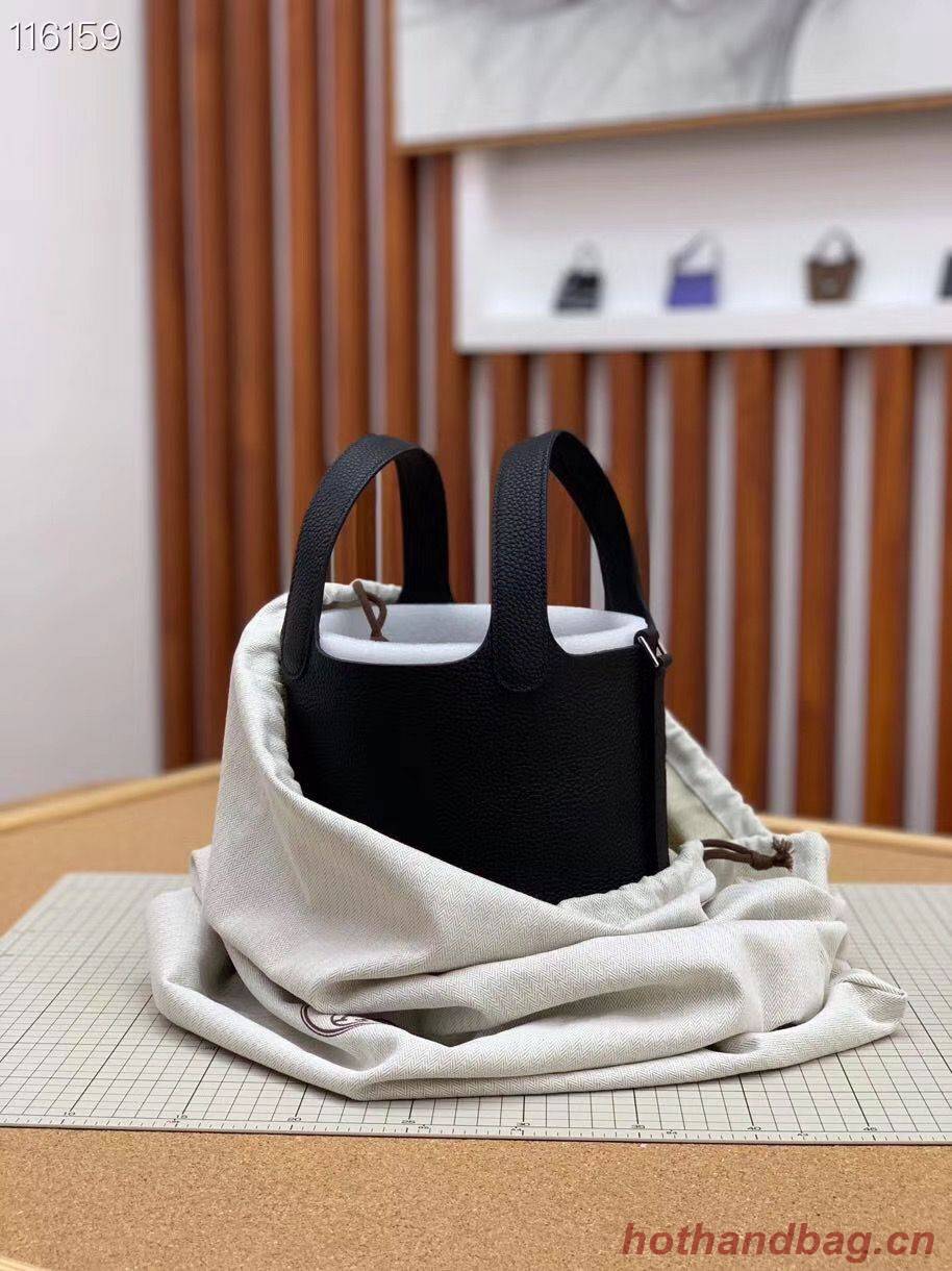 Hermes Picotin Lock 22cm Bags Original Litchi Leather HPL1048 Black Hermes Picotin Lock 22cm Bags Original Litchi Leather HPL1048 Black