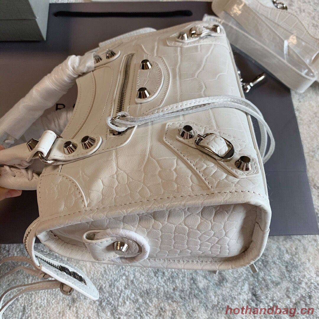 Balenciaga Classic Crocodile Leather Bag B300296 white Balenciaga Classic Crocodile Leather Bag B300296 white