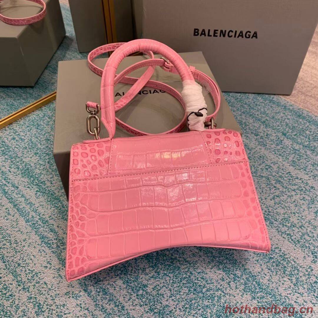 Balenciaga HOURGLASS SMALL TOP HANDLE BAG crocodile embossed calfskin B108895E pink Balenciaga HOURGLASS SMALL TOP HANDLE BAG crocodile embossed calfskin B108895E pink