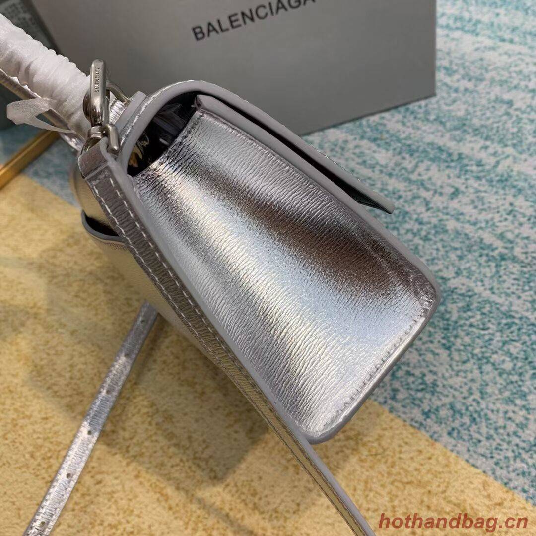 Balenciaga Hourglass XS Top Handle Bag shiny box calfskin 28331 silver Balenciaga Hourglass XS Top Handle Bag shiny box calfskin 28331 silver