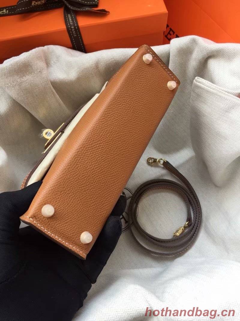 Hermes Kelly 19cm Shoulder Bags Epsom Leather KL19 brown Hermes Kelly 19cm Shoulder Bags Epsom Leather KL19 brown
