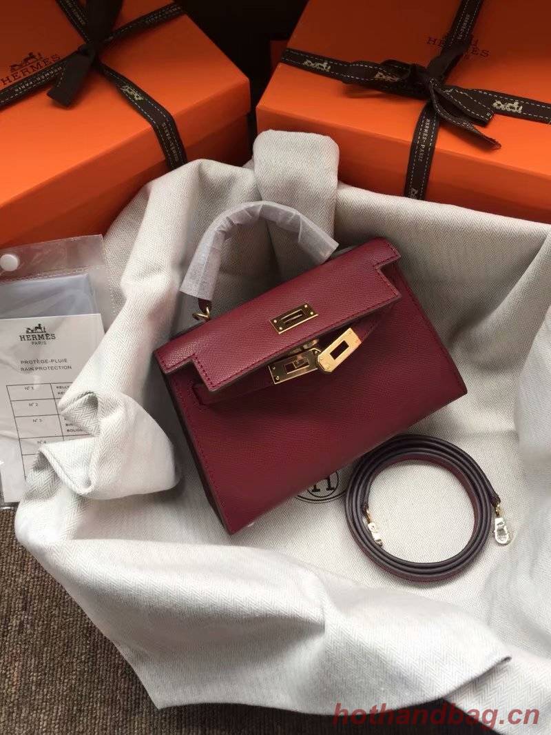 Hermes Kelly 19cm Shoulder Bags Epsom Leather KL19 fuchsia Hermes Kelly 19cm Shoulder Bags Epsom Leather KL19 fuchsia