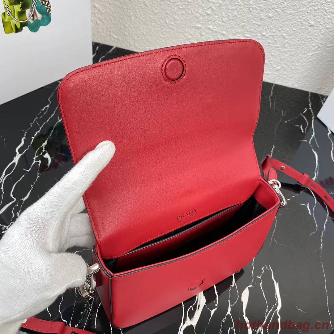 Prada Small brushed leather shoulder bag 1BA263 red Prada Small brushed leather shoulder bag 1BA263 red