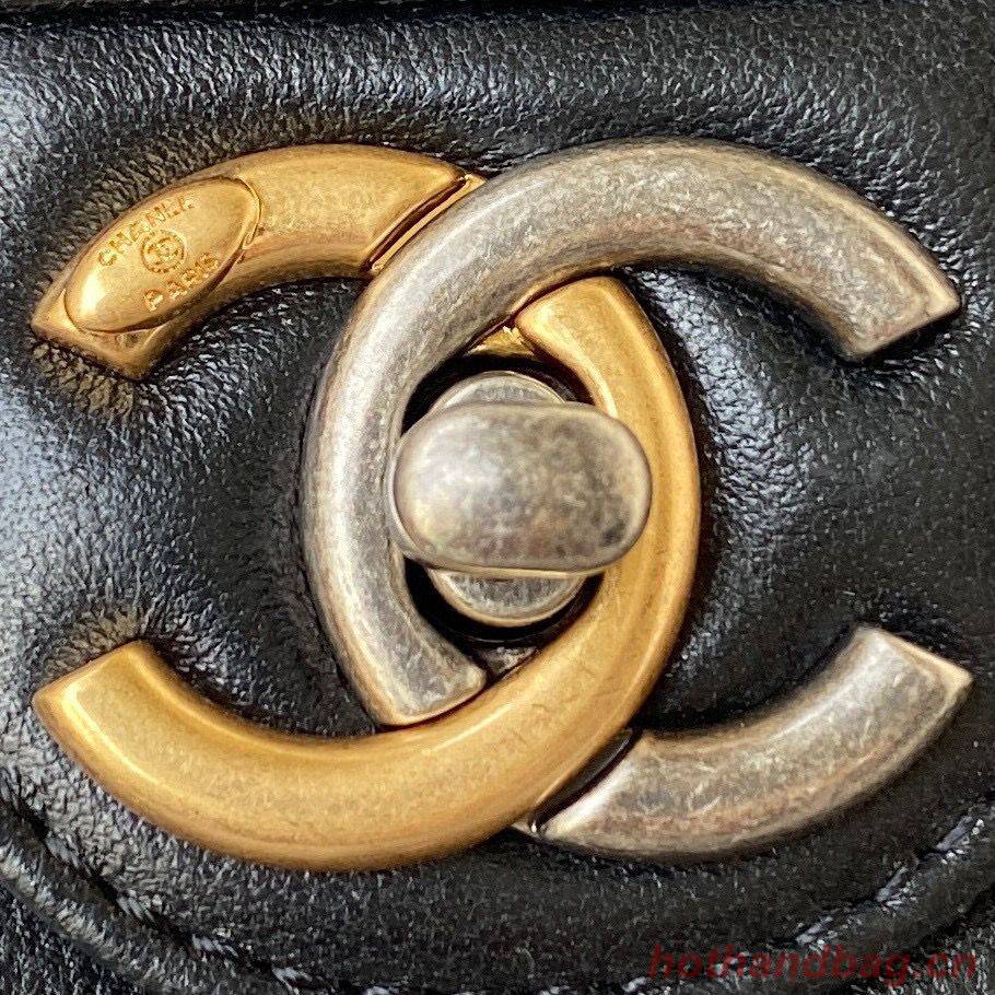 Chanel Original Leather Pearl Hairpin Badge Bag AS2979 Black Chanel Original Leather Pearl Hairpin Badge Bag AS2979 Black
