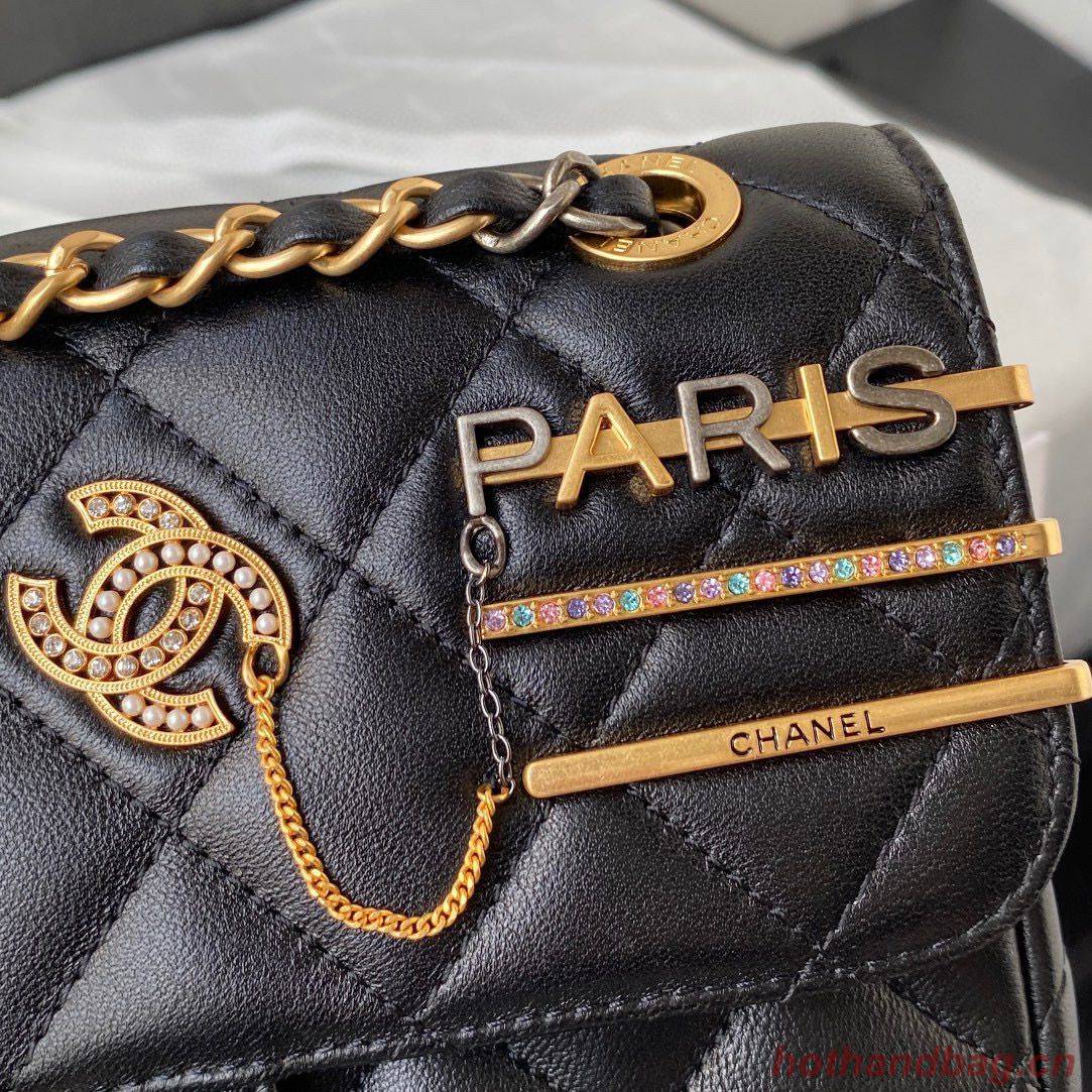 Chanel Original Leather Pearl Hairpin Badge Bag AS2979 Black Chanel Original Leather Pearl Hairpin Badge Bag AS2979 Black