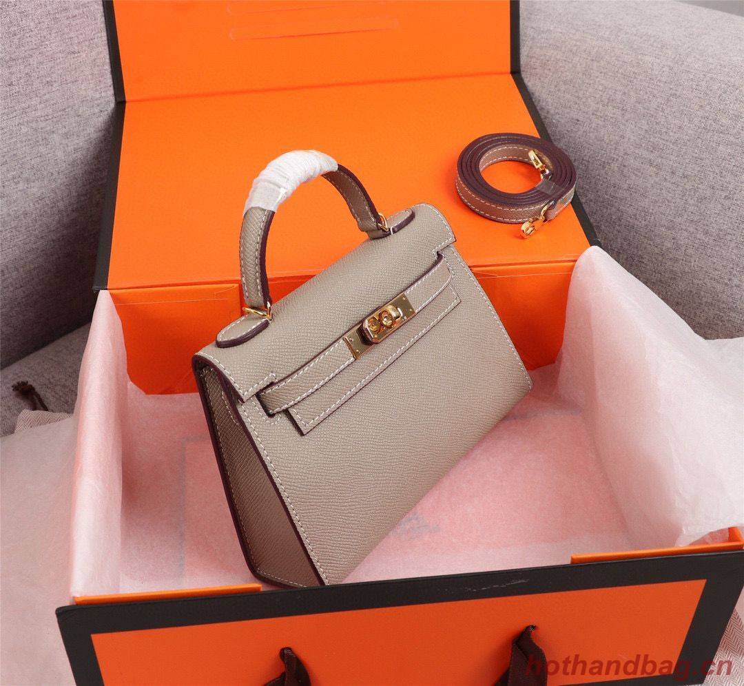 Hermes Kelly 20cm Tote Bag Original Epsom Leather KL20 Gray Hermes Kelly 20cm Tote Bag Original Epsom Leather KL20 Gray