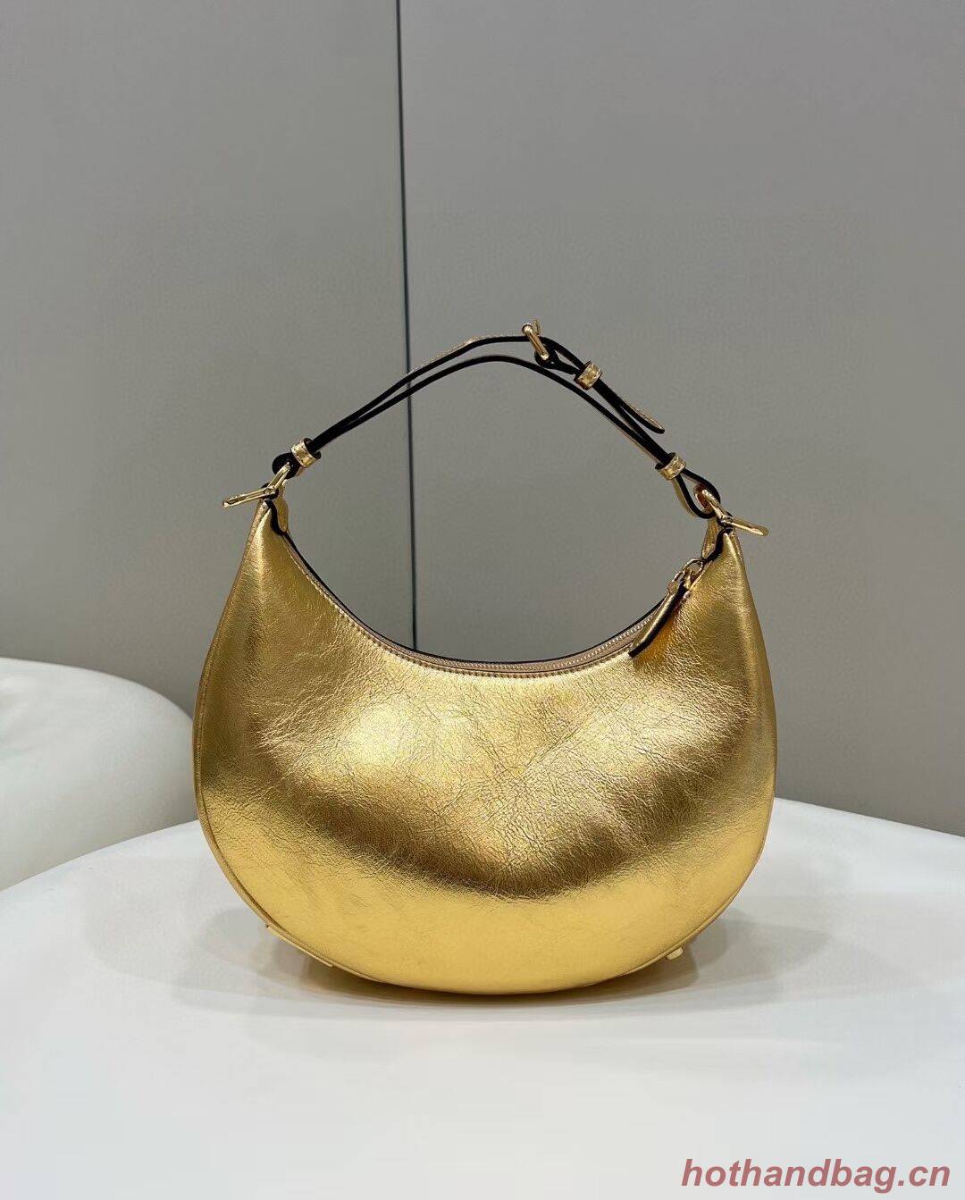 Fendigraphy Small Gold laminated leather bag 8BR798A Fendigraphy Small Gold laminated leather bag 8BR798A
