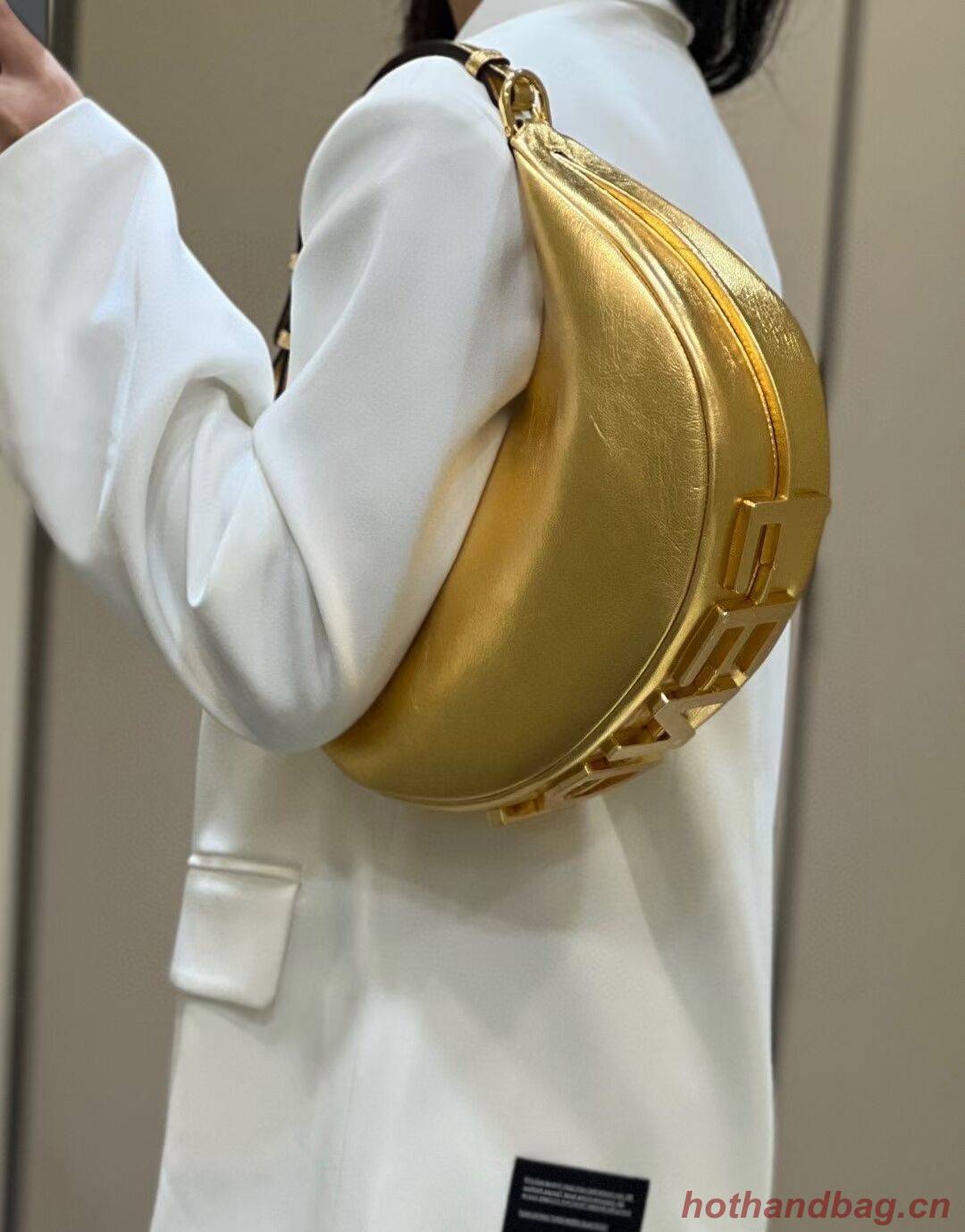 Fendigraphy Small Gold laminated leather bag 8BR798A Fendigraphy Small Gold laminated leather bag 8BR798A
