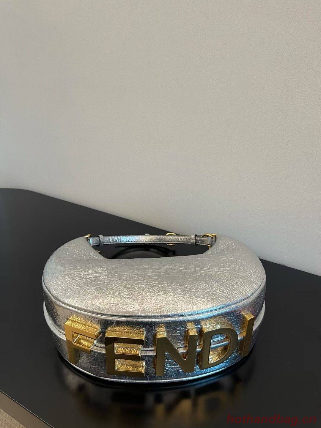 Fendigraphy Small Silver laminated leather bag 8BR798A Fendigraphy Small Silver laminated leather bag 8BR798A