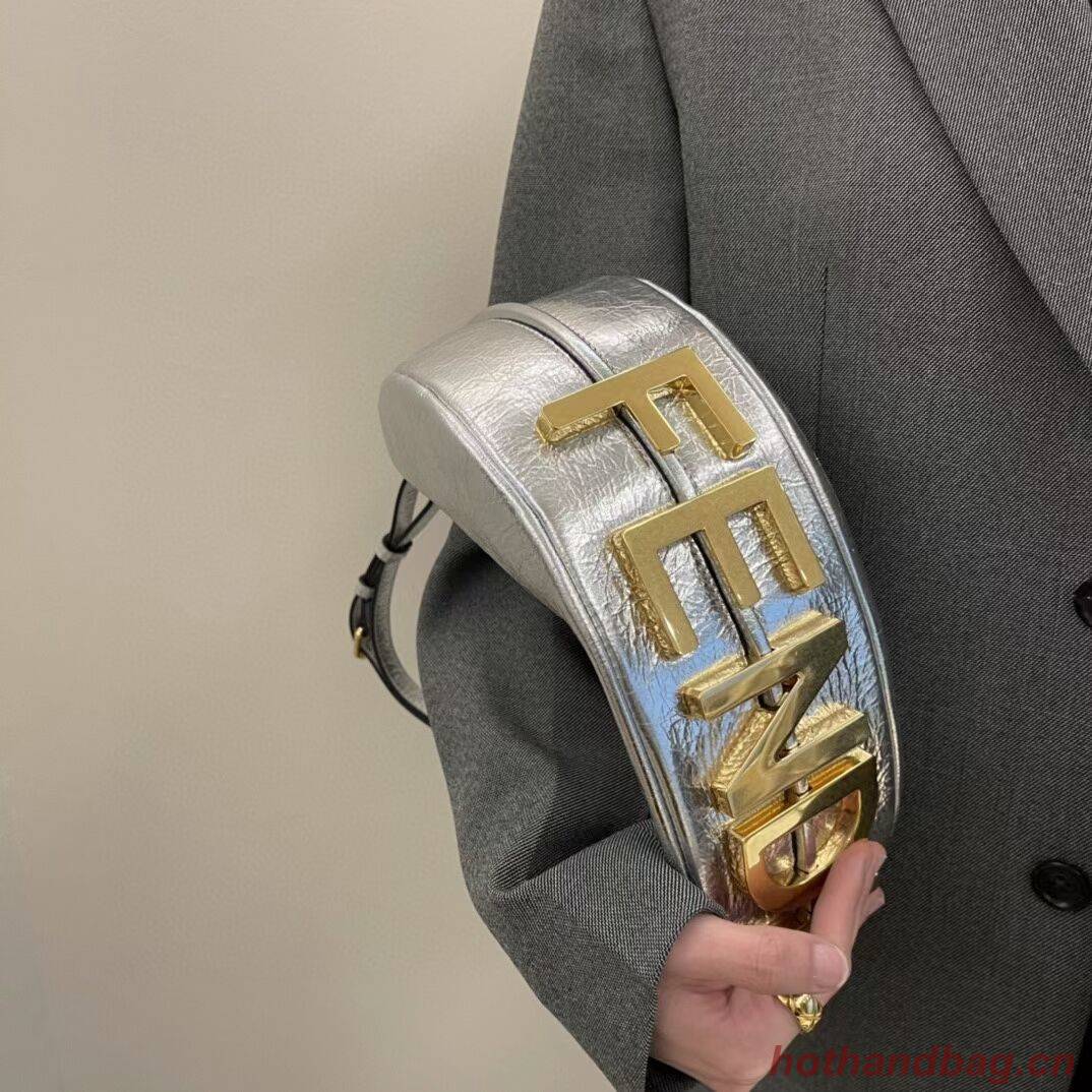 Fendigraphy Small Silver laminated leather bag 8BR798A Fendigraphy Small Silver laminated leather bag 8BR798A