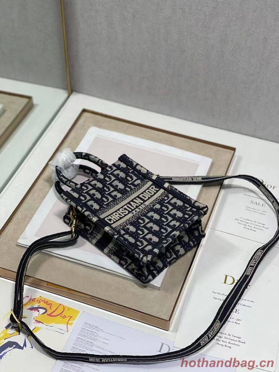MINI DIOR BOOK TOTE PHONE BAG Blue Dior Oblique Embroidery S5555CRIW MINI DIOR BOOK TOTE PHONE BAG Blue Dior Oblique Embroidery S5555CRIW