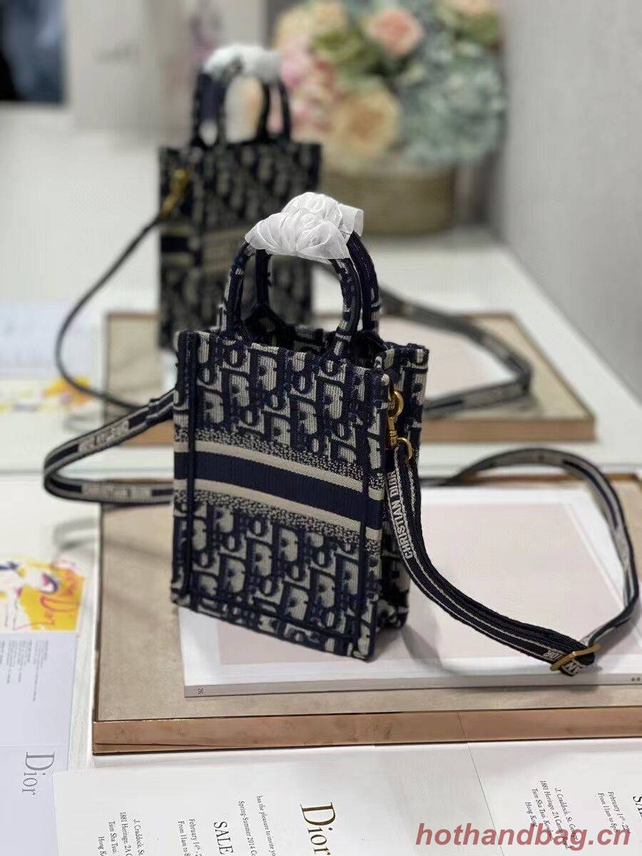 MINI DIOR BOOK TOTE PHONE BAG Blue Dior Oblique Embroidery S5555CRIW MINI DIOR BOOK TOTE PHONE BAG Blue Dior Oblique Embroidery S5555CRIW