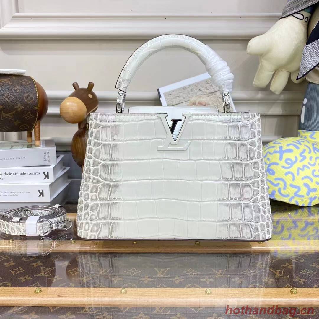 Louis Vuitton crocodile skin CAPUCINES BB M48865 White&Gray Louis Vuitton crocodile skin CAPUCINES BB M48865 White&Gray