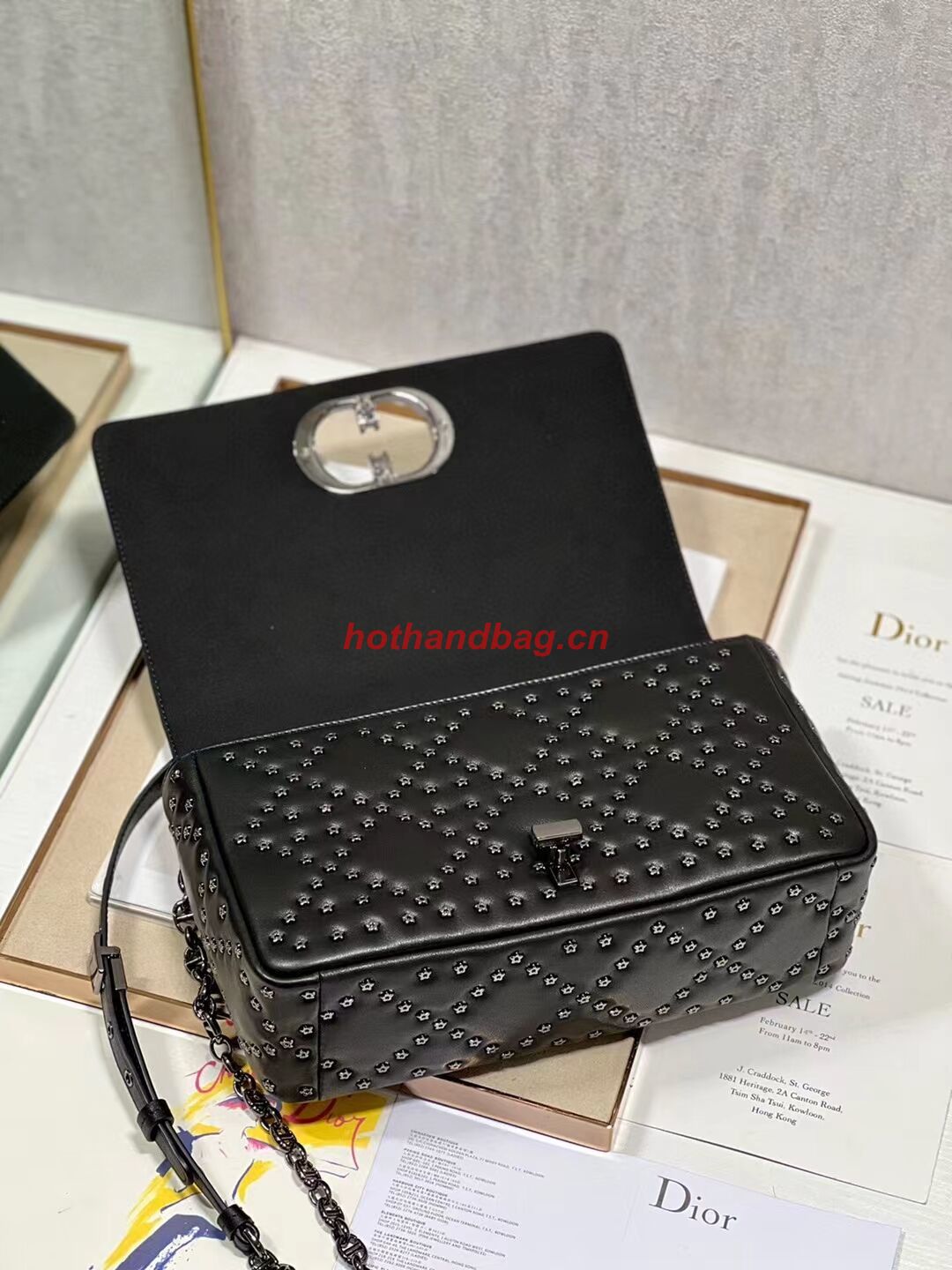 DIOR CARO MACROCANNAGE POUCH Macrocannage Calfskin with Star Motif C3136 black DIOR CARO MACROCANNAGE POUCH Macrocannage Calfskin with Star Motif C3136 black