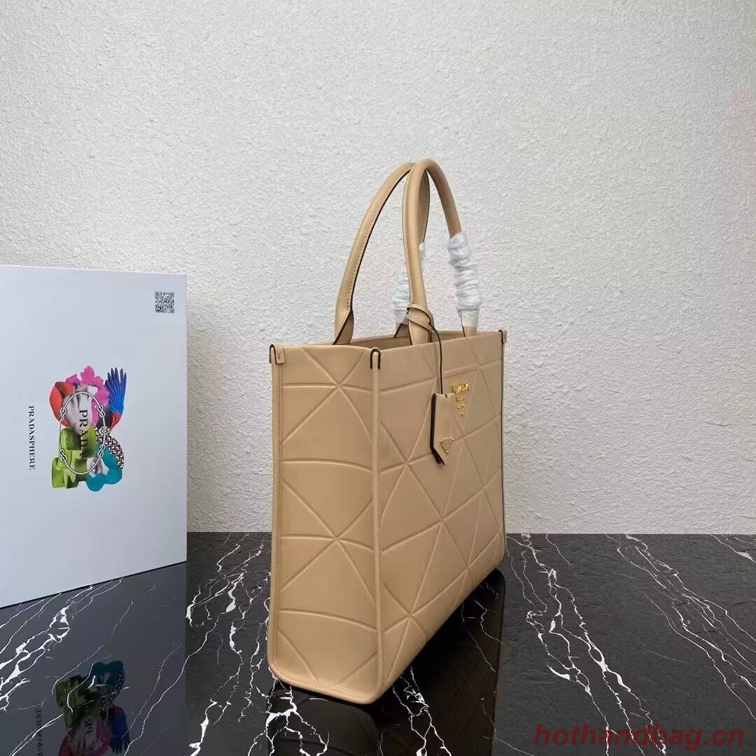 Prada Large leather Prada Symbole bag with topstitching 1BA377 Sand Beige Prada Large leather Prada Symbole bag with topstitching 1BA377 Sand Beige