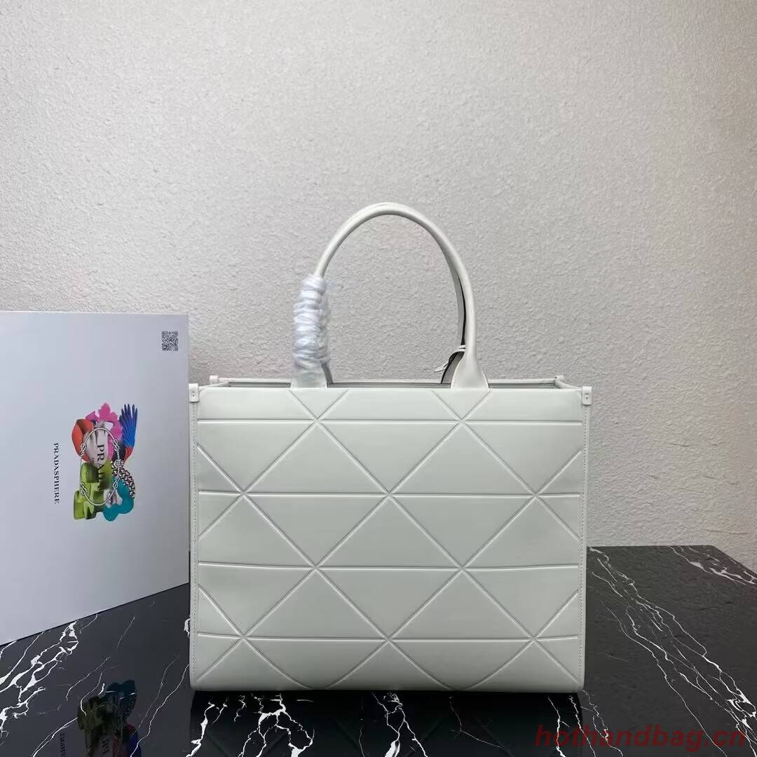 Prada Large leather Prada Symbole bag with topstitching 1BA377 WHITE Prada Large leather Prada Symbole bag with topstitching 1BA377 WHITE