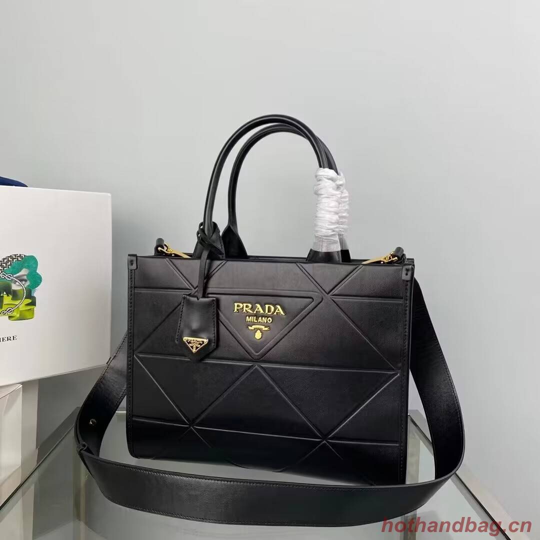 Small leather Prada Symbole bag with topstitching 1HH039 black Small leather Prada Symbole bag with topstitching 1HH039 black