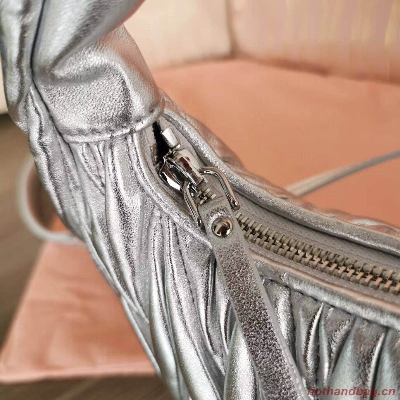 Miu Miu Wander Matelasse Original Sheepskin Bag 5BC125 Silver Miu Miu Wander Matelasse Original Sheepskin Bag 5BC125 Silver