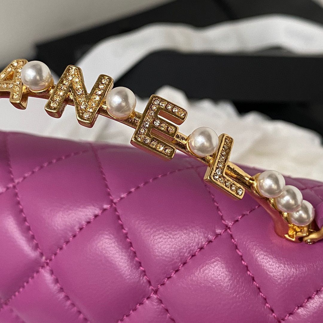 CHANEL 22B Kelly Pearl Top Handle Bag AP3513 Purple CHANEL 22B Kelly Pearl Top Handle Bag AP3513 Purple
