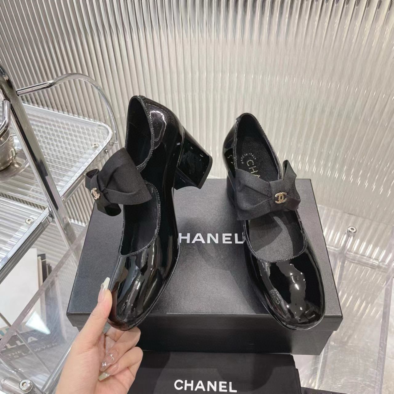 Chanel 24C Bow Mary Jane Shoes Original Patent Calf Leather 55MM Heels C85923 Black Chanel 24C Bow Mary Jane Shoes Original Patent Calf Leather 55MM Heels C85923 Black