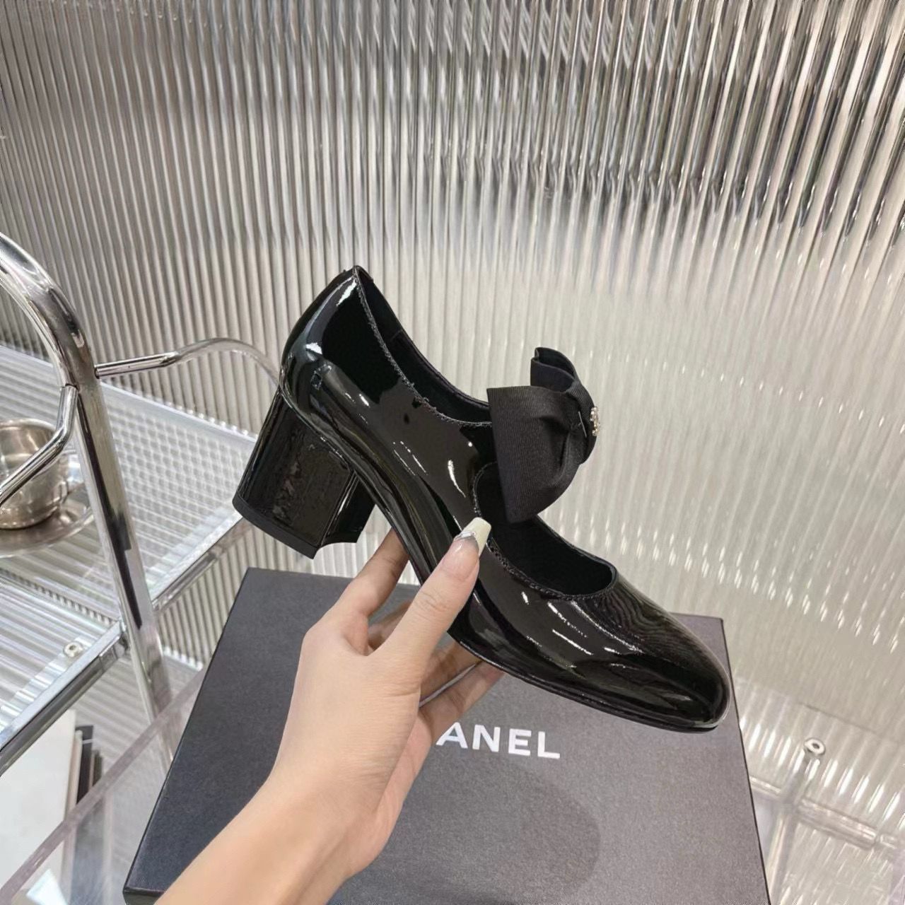 Chanel 24C Bow Mary Jane Shoes Original Patent Calf Leather 55MM Heels C85923 Black Chanel 24C Bow Mary Jane Shoes Original Patent Calf Leather 55MM Heels C85923 Black