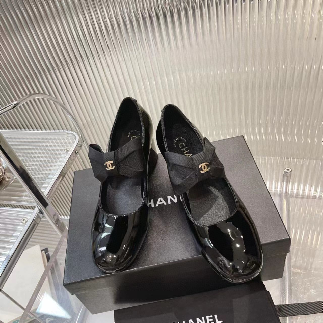 Chanel 24C Bow Mary Jane Shoes Original Patent Calf Leather 55MM Heels C85923 Black Chanel 24C Bow Mary Jane Shoes Original Patent Calf Leather 55MM Heels C85923 Black