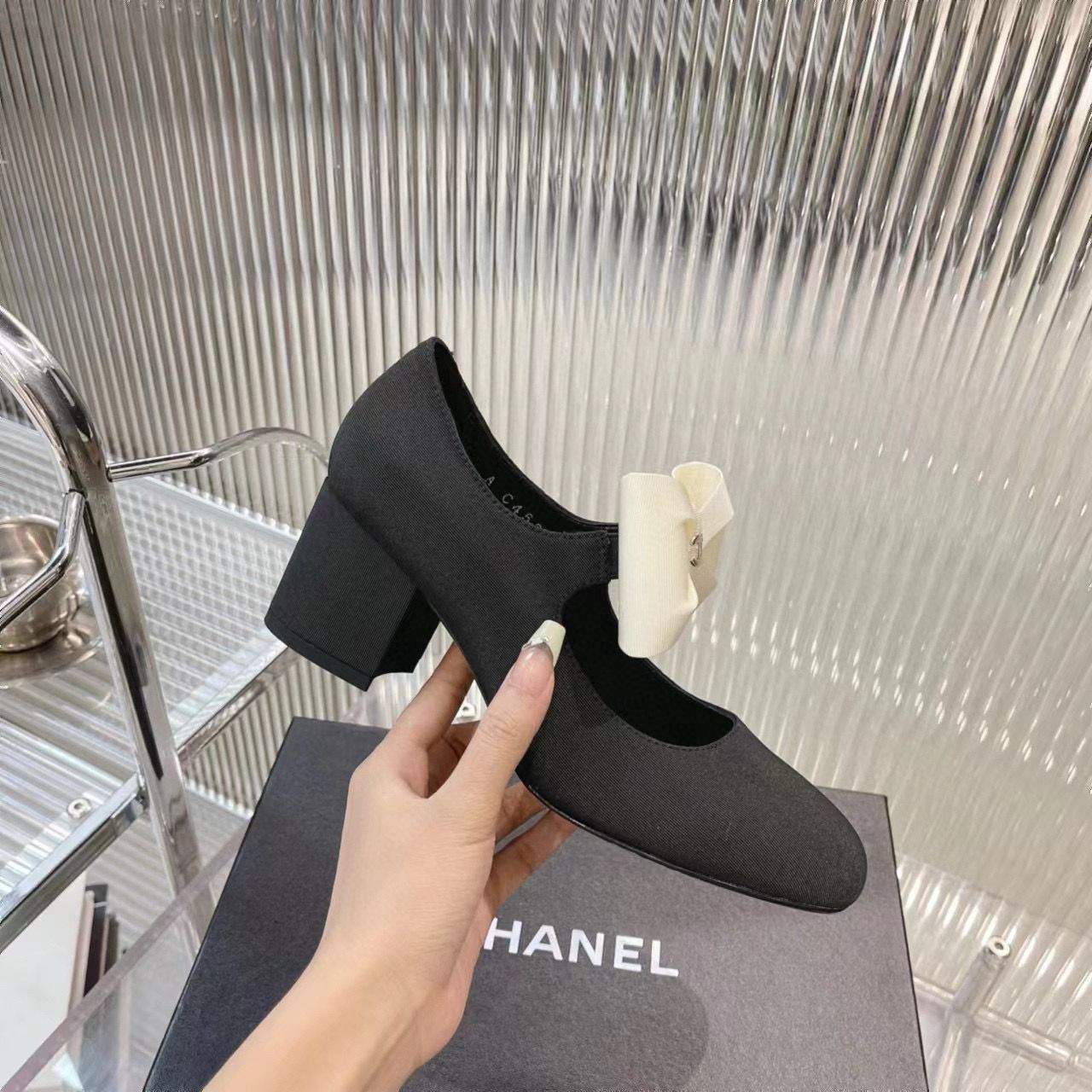 Chanel 24C Bow Mary Jane Shoes Original Calf Leather 55MM Heels C85923 Black Chanel 24C Bow Mary Jane Shoes Original Calf Leather 55MM Heels C85923 Black
