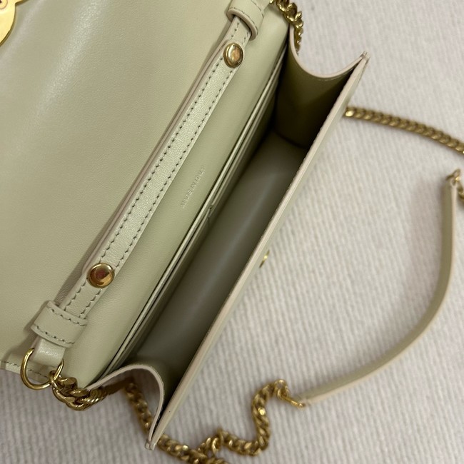 Celine WALLET ON CHAIN MARGO IN SHINY CALFSKIN 10L033 LIGHT YELLOW