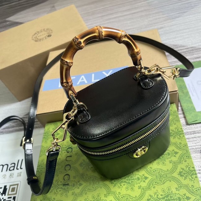 GUCCI MINI VANITY BAG WITH BAMBOO HANDLE 760200 black