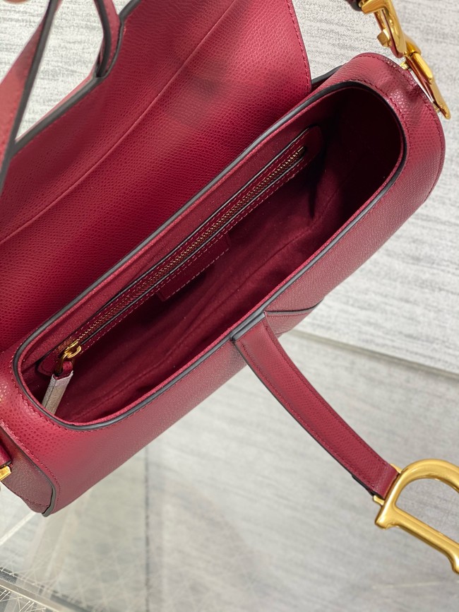 Dior Saddle Bag with Strap Saddle Grained Calfskin M0455CBAA Cherry Red
