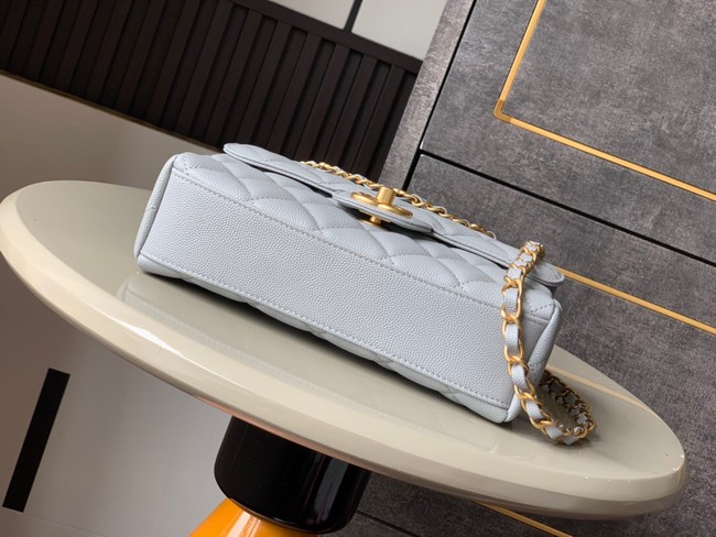 Chanel Grained Calfskin Shoulder Bag AS5330 gray blue