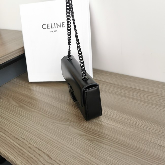 Celine CHAIN SHOULDER BAG TRIOMPHE IN SHINY CALFSKIN 197992 black&black Hardware