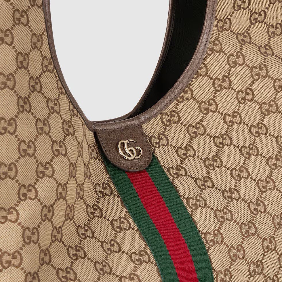 Gucci Giglio Large Tote Bag Variation Beige and Brown GG Canvas 853971 Gucci Giglio Large Tote Bag Variation Beige and Brown GG Canvas 853971