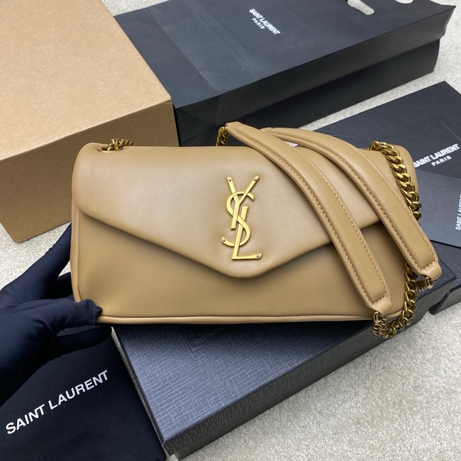 Saint Laurent CALYPSO small in plunged lambskin 734153 CARAMEL COGNAC