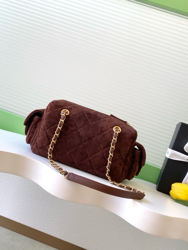 Chanel velvet Bowling Bag AS5791 dark brown