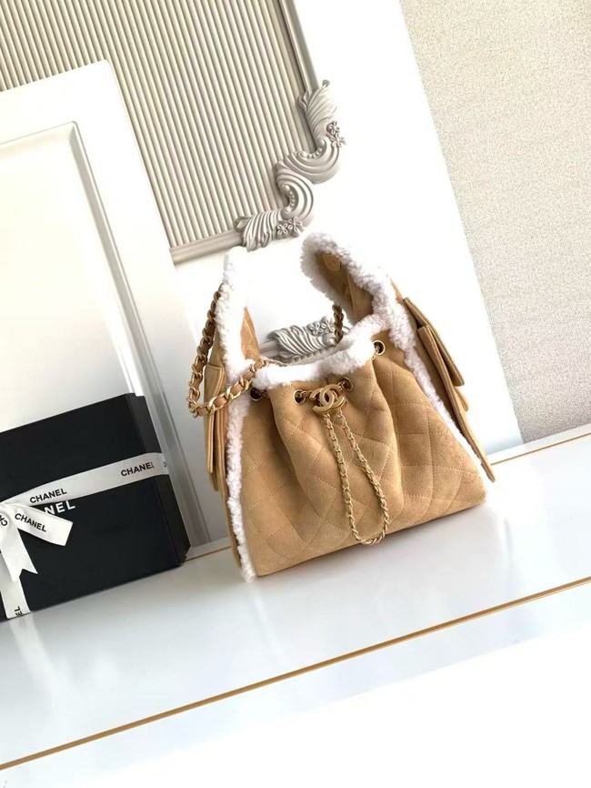 CHANEL 25 Handbag AS5293 Suede Calfskin brown